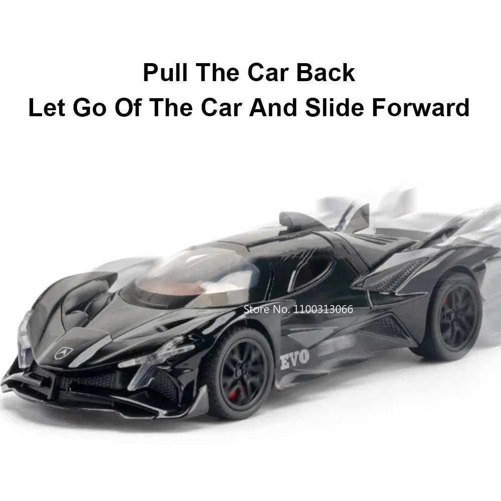 1/32 Metal Die Cast Apollo EVO Cars Model Toy with Light and Music Sports Car Toys Doors Opened Vehicles for Kids Birthday Gifts