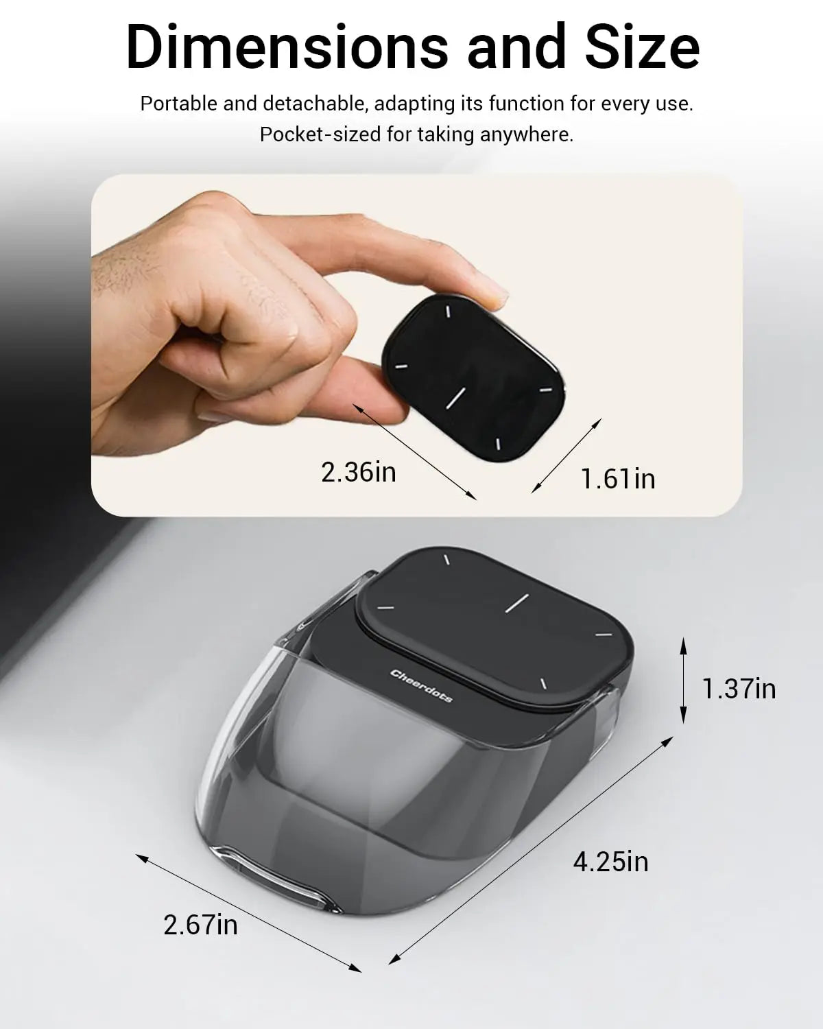 Cheerdots 2 Detachable Air Mouse Bluetooth Wireless Touchpad Laser AI Recording ChatGPT Mobile Presenter Remote Control Custom