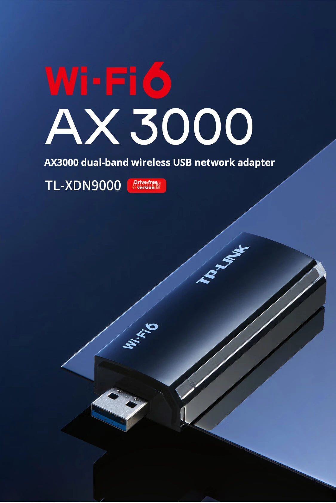 TP-LINK WiFi 6 AX3000 Dual-Band Wireless USB Network Card, Compatible with Windows 11/10, TL-XDN9000