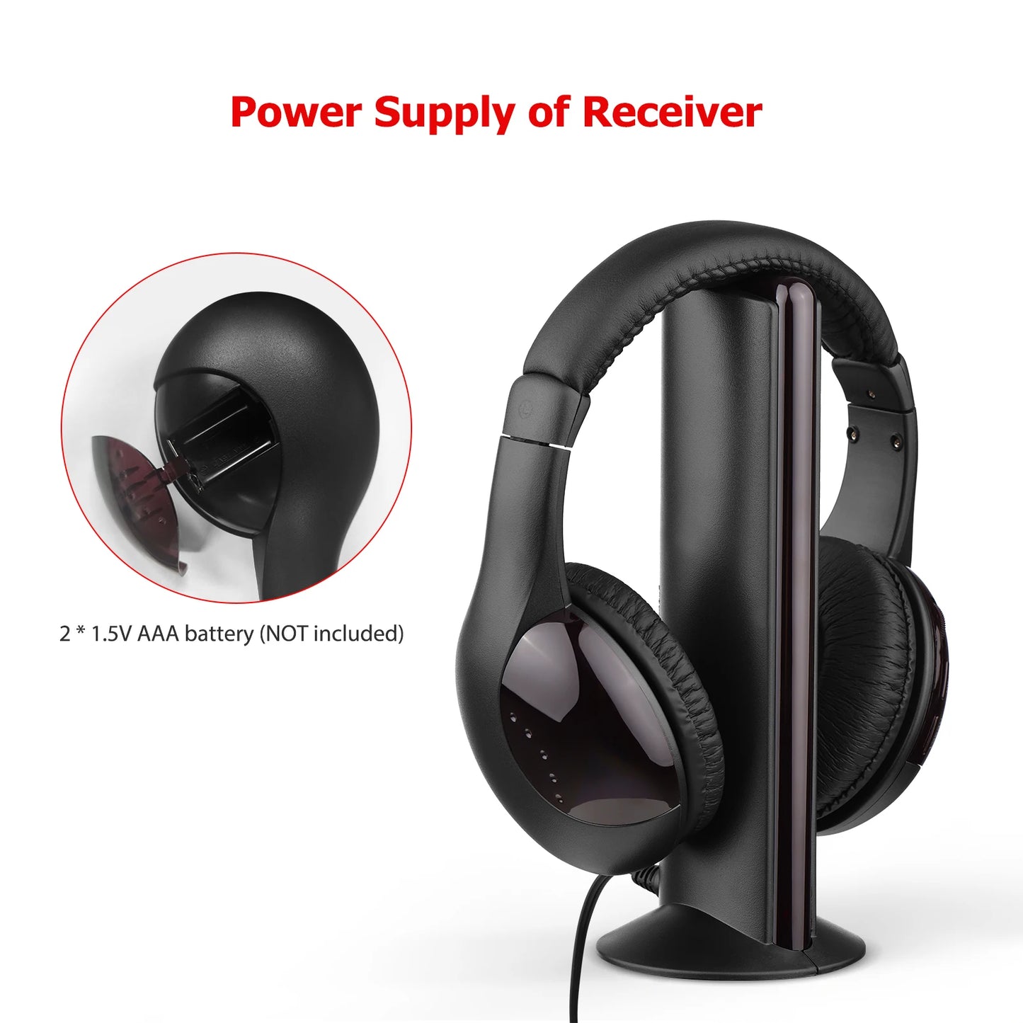 Wireless Headphone Emitter & Receiver Set FM Radio Computer TV Monitor Cordless Headphone Wired Headset with Microphone for TV L