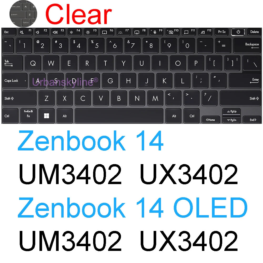 Keyboard Cover for ASUS Zenbook 14 Flip 14X OLED Pro UX3406 UX3405 UX3404 UX3402 UM3402 UP3404 Q425 Silicone Protector Skin Case