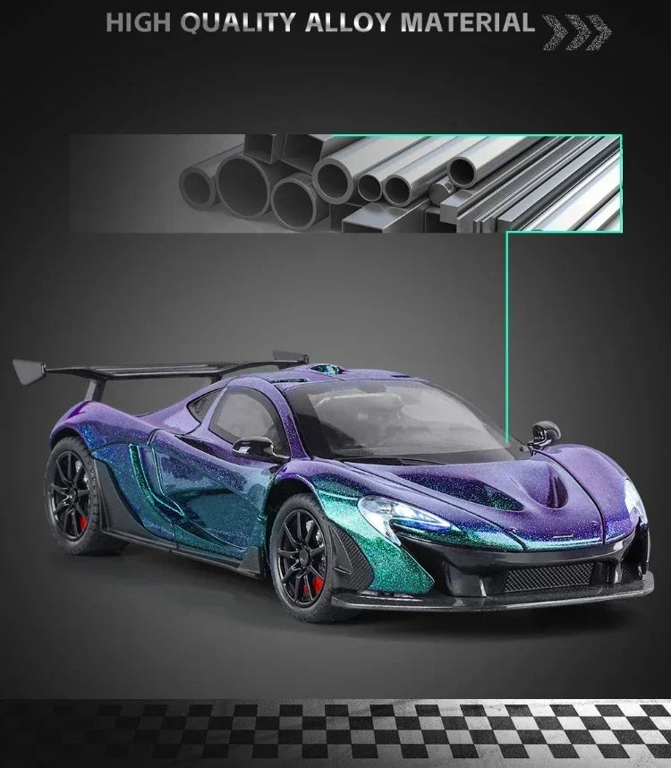 1:24 Scale P1 Supercar Alloy Car Diecast Metal With Sound & Light Model Collect Hobby Model Ornaments Gift For Boys