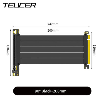 TEUCER PCI-E 4.0 X16 Riser Cable Video Card EMI Shielded High-Speed Flexible Extender PCI Express Gen 4 GPU Extension Cord
