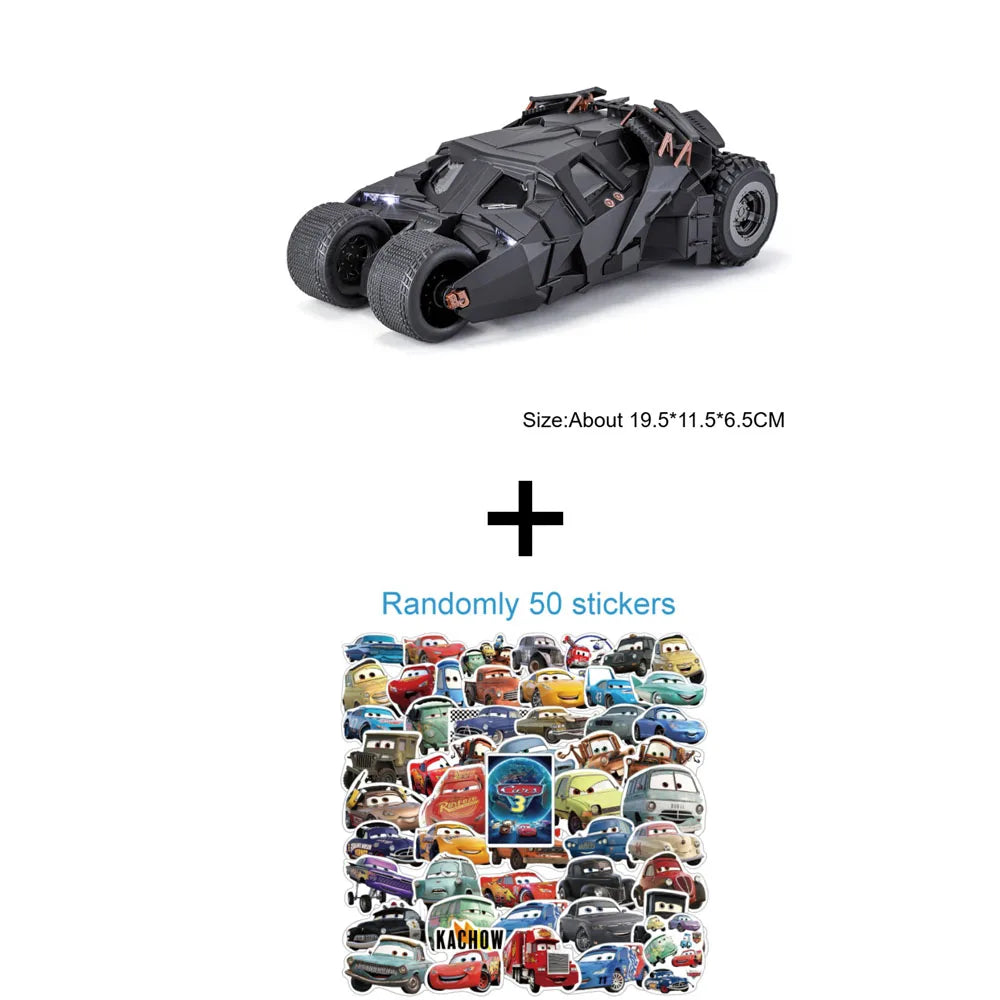 Alloy 1:24 Batmobile Diecast Model Toys Car Collectible Sound Light Doors Opened Rear Wheel Suspension Armored Cars for Kid Gift