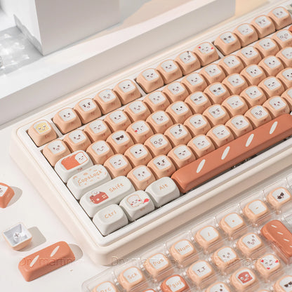 134 Key Toast Theme Keycaps Cute Key Cap PBT Cherry MOA Profile Custom Opaque Keycap Gift for Mechanical Keyboard Accessory