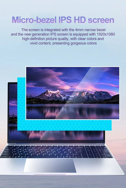 NEW 15.6" Ultra Slim Laptop 16GB RAM 2TB SSD Intel N3700 Notebook Gamer Windows11 Pro 1920*1080 Display Office Study Computer PC