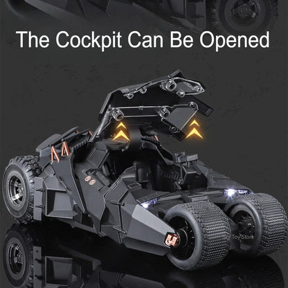 Alloy 1:24 Batmobile Diecast Model Toys Car Collectible Sound Light Doors Opened Rear Wheel Suspension Armored Cars for Kid Gift