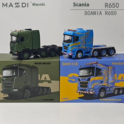 New In Stock Mesdi 1:64 Scania R650 Civilian Trailer Transport Vehicle Alloy Small Model Miniature Diecast Scania Custom Toy Gif