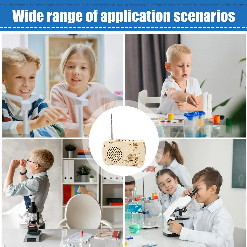 Build a Radio Kit Wood Radio Electronic Learning Set Interactive Building Toys Science Experiment Electronics Kits for Boys