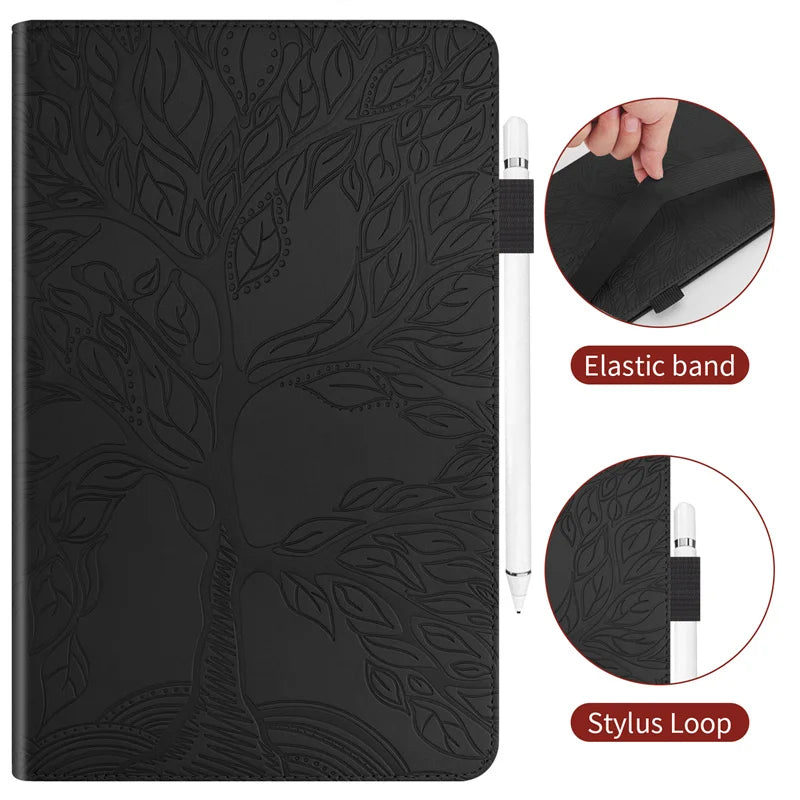 Funda for Redmi Pad Pro Case 12.1 inch 2024 Tree Embossed Stand Back Shell for Xiaomi Poco Pad 12 1 Case Cover Tablet Case