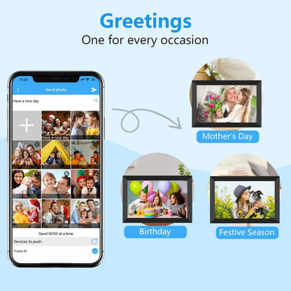 SSAWIFIFRAME Digital Photo Frame 10.1 inch WiFi Digital Picture Frame IPS Touch Screen 32GB Storage Auto-Rotate