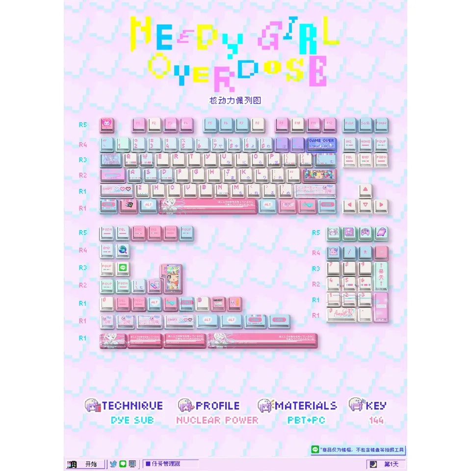 Anime Anchor Girl Theme Keycaps Set Customized PBT Sublimation Cherry Profile Keyboard Caps for Mechanical Keyboard Accessories