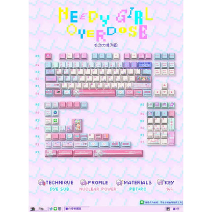 Anime Anchor Girl Theme Keycaps Set Customized PBT Sublimation Cherry Profile Keyboard Caps for Mechanical Keyboard Accessories