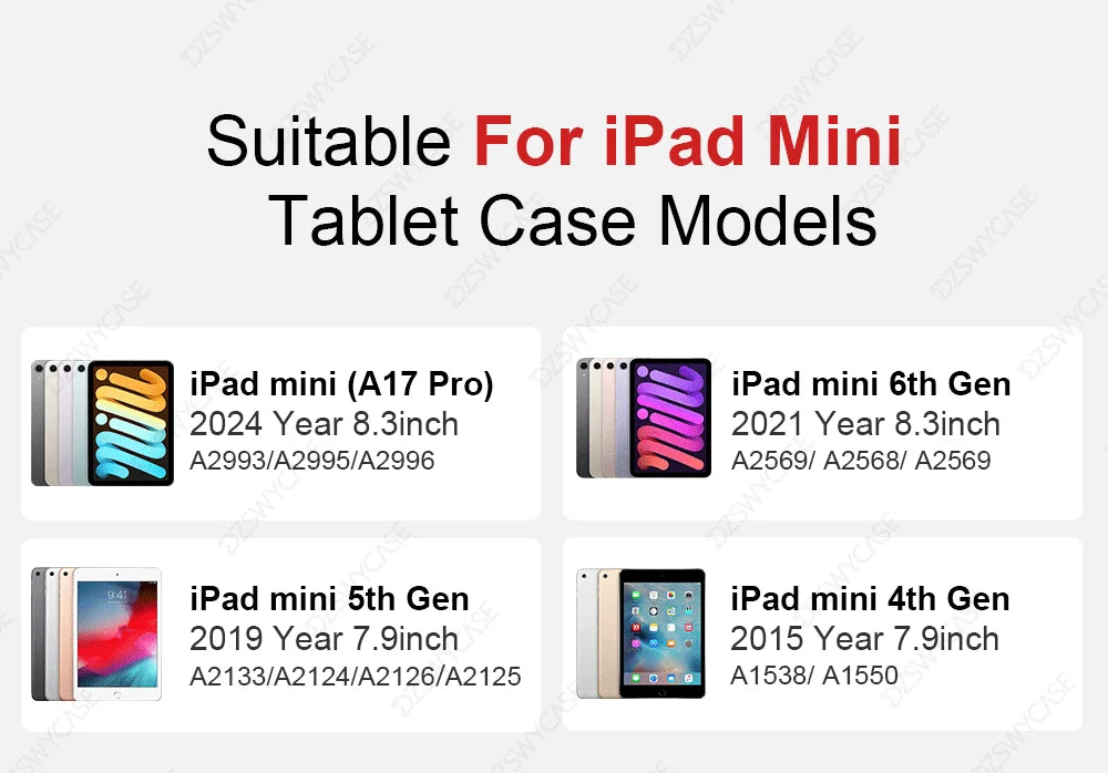 Case For iPad 7/8/9th 10.2 5/6th 9.7,10th 10.9 A16 11, Air 10.9 11 M2 M3,  mini 5 6 7, Pro 11 M4, Silicone Protective Cover