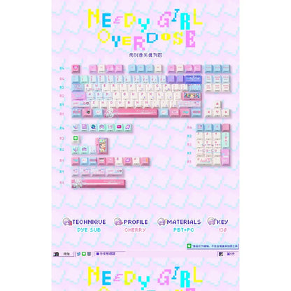 Anime Anchor Girl Theme Keycaps Set Customized PBT Sublimation Cherry Profile Keyboard Caps for Mechanical Keyboard Accessories