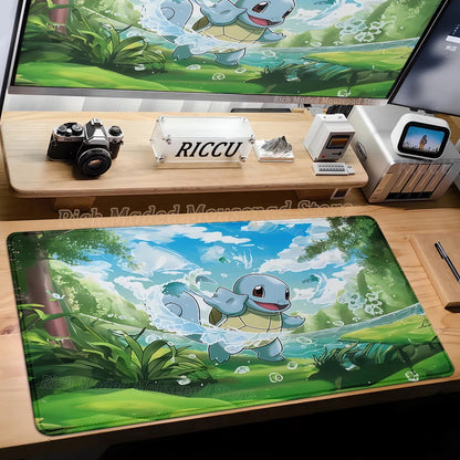 HD Gaming Keyboard Rug Laptop Japan Cool Anime Mouse Pad XXL P-pokemon Desk Mat PC Squirtles Gamer Cabinet Extended Mousepad Rug