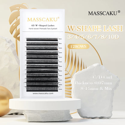 MASSCAKU W Shape 3D 4D 5D Premade Volume Easy Fans Nature Soft Light Individual Lashes Clover Bloom False Eyelashes Extension