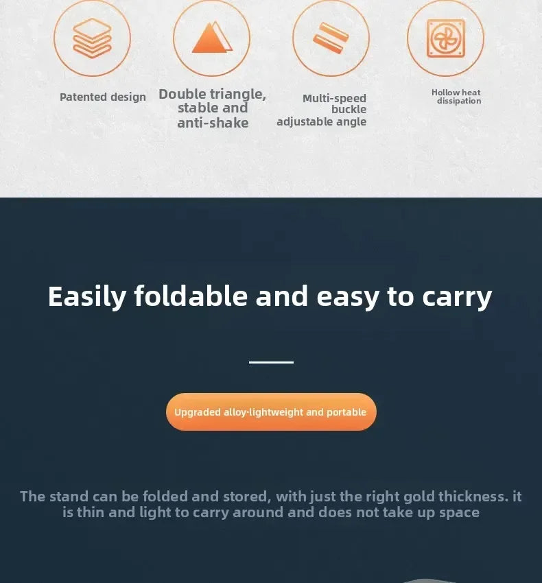 Portable Aluminum Alloy N8 Notebook Stand Desktop Computer Bracket Foldable Double Layer Suspension Style Office Supplies