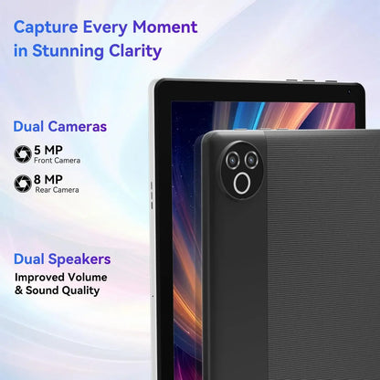 Android 15 Tablet 10 Inch OS GMS Certified Tablets 1.8 GHz 5-Core 20GB RAM 64 GB ROM 1TB Expand WiFi 6 Bluetooth 5.4 Dual Camera