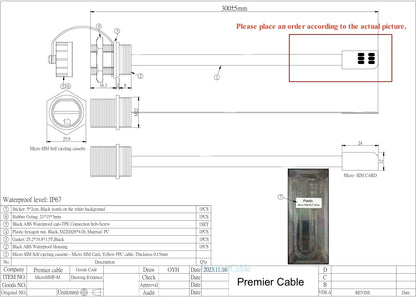 Waterproof Micro SIM Extension Cable kit Extender Panel Mount IP67 SIM Card Slot Outdoor Enclosure Micro-SIM Flexible Card