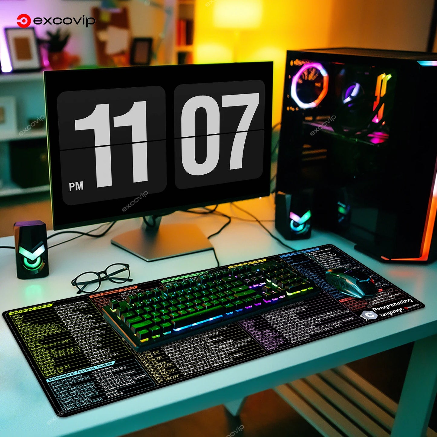 EXCO C Programming Mouse Pad Large Shortcuts Keyboard Mousepad Cheat Sheet Desk Mat for Embedded System Database Network Develop