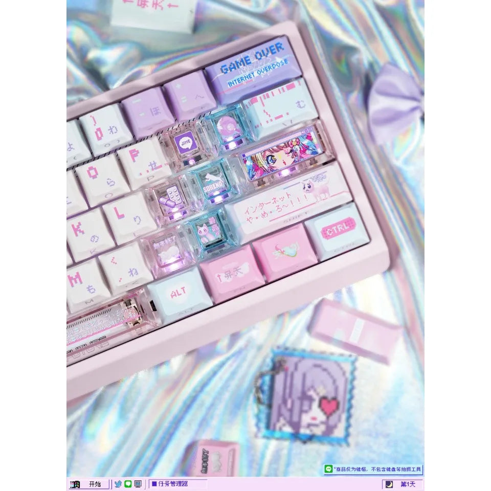 Anime Anchor Girl Theme Keycaps Set Customized PBT Sublimation Cherry Profile Keyboard Caps for Mechanical Keyboard Accessories