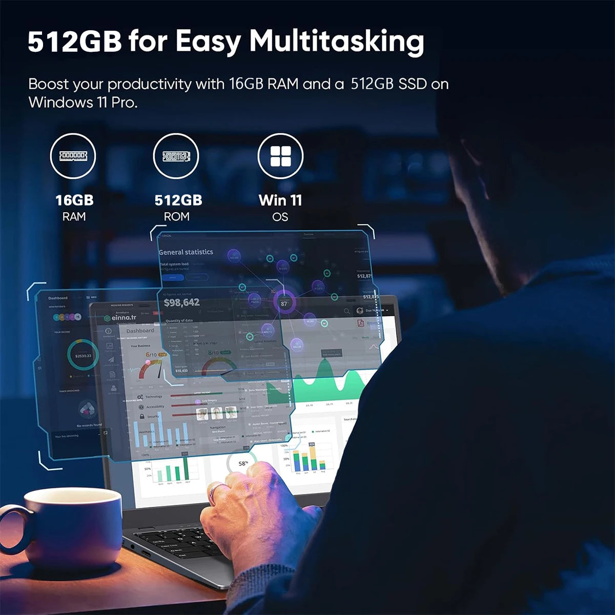 ACEKAMAS 15.6" Intel Core i7 6500U i3 6100U Laptop Computer Windows 11 Pro 16GB DDR4 1TB SSD Notebook PC Portable Laptops Gaming