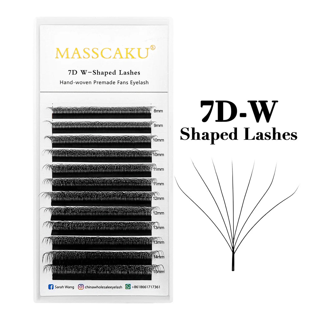 MASSCAKU W Shape 3D 4D 5D Premade Volume Easy Fans Nature Soft Light Individual Lashes Clover Bloom False Eyelashes Extension
