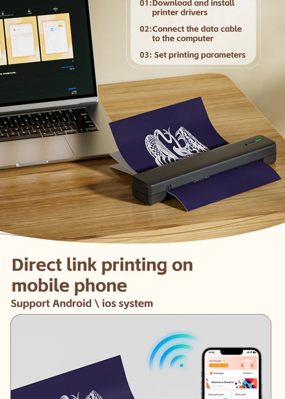 Mini A4 Tattoo Printer Portable Wireless Stencil Printer Tattoo Transfer Thermal Copier Comes
