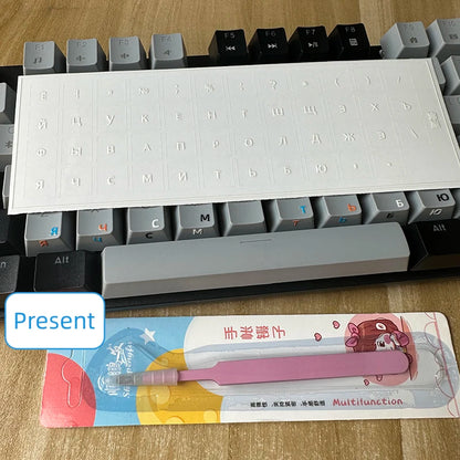 【Russian】Tear-Off Film Keyboard Stickers for Desktop and Laptop Keys, Single Letter Stickers, Transparent Side-Engraved Stickers