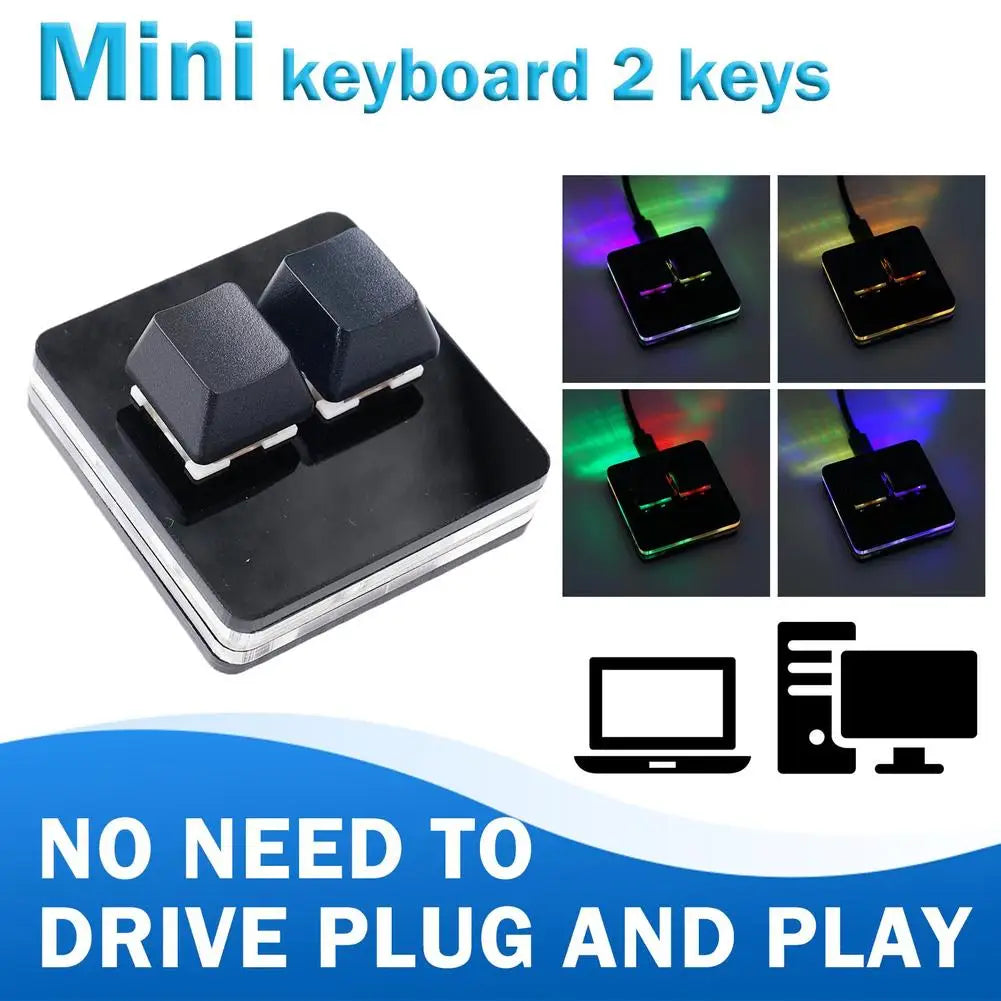 OSU 2 Keys Macro Programming Keyboard RGB Mini Custom Gaming  Keyboard For Linux/ MacOS /Android /Raspberry Pi