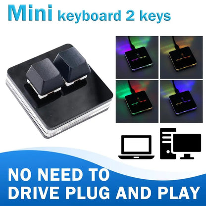 OSU 2 Keys Macro Programming Keyboard RGB Mini Custom Gaming  Keyboard For Linux/ MacOS /Android /Raspberry Pi