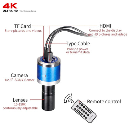 YIZHAN 48MP 4K Electronics Soldering Microscope FULL HD 1080P HDMI Camera USB Software 1-150x Lens Stand Shipping From Europe