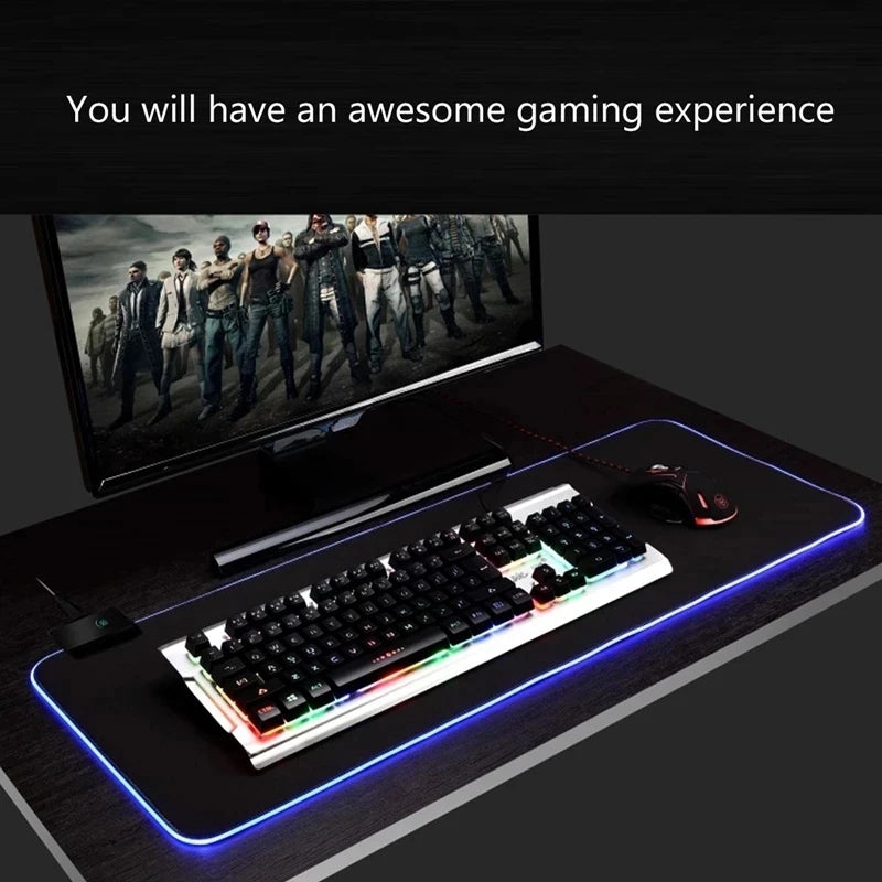 RGB LED Light Gaming Mousepad Waterproof Large Mouse Pad Gamer Mouse Carpet Big Mause Keyboard Pad PC Desk Play Mat with Backlit