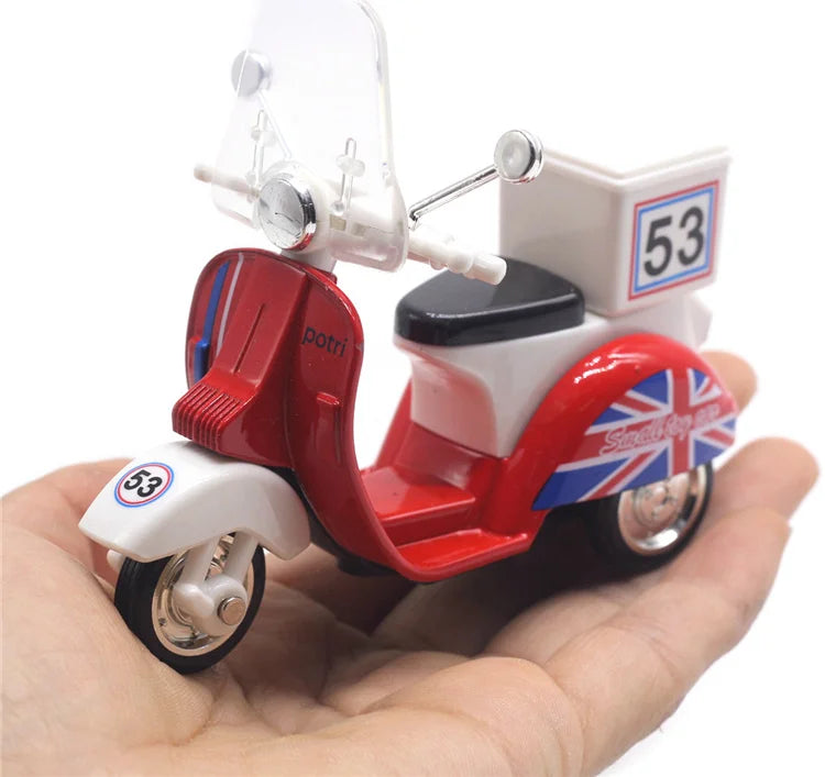 Cute Diecast Alloy Metal Car Bus Motor Tricycle Motorcycle Taxi Model Toy Children Birthday Gift