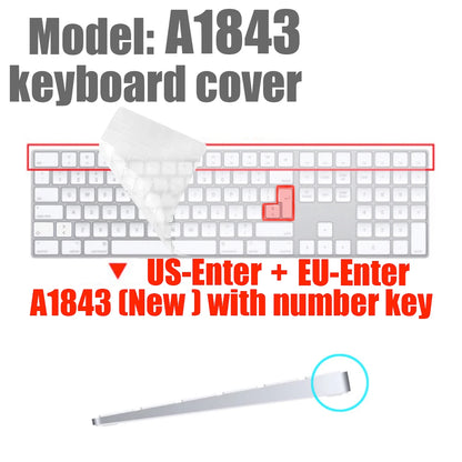For 2021 iMac Wired Apple Keyboard A2449 A2450 A1243 A1843 MB110LL/B with Numeric Keypad Silicone keyboard Cover Protector Skin