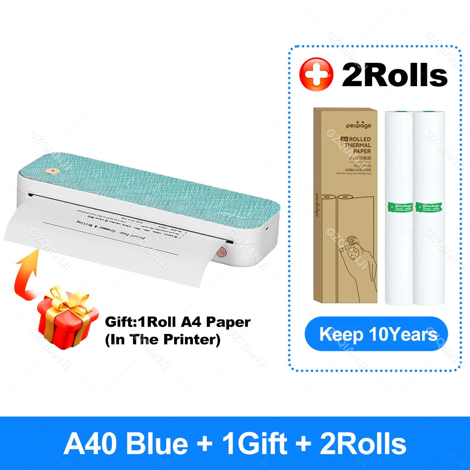 Peripage A40 P81 Inkless Portable A4 Thermal Printer Wireless Bluetooth USB Printing Text PDF Document Photos A4 Machine Maker