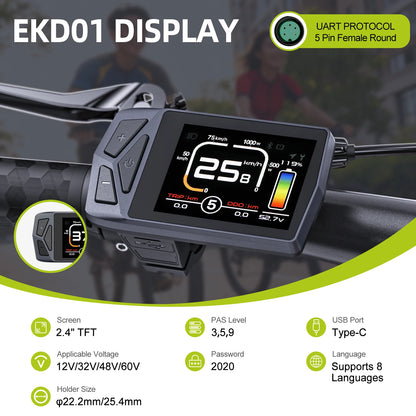 Bafang UART Display Protocol LCD Instrument 36V 48V 52V EKD01 Bluetooth Computer DZ40 DPC18 SW2-M58 for Hub Mid Motor Ebike Kits