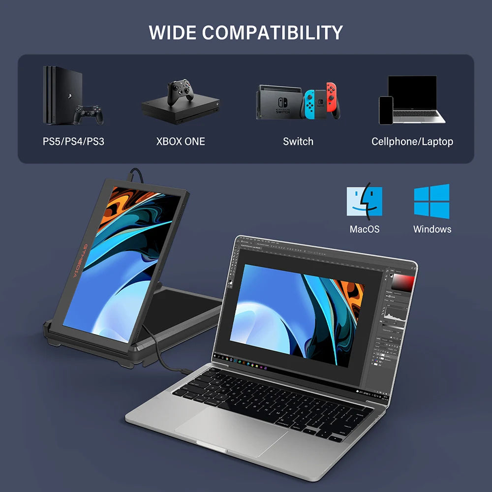 GTMEDIA MATE X Portable Dual Screen Monitor Laptop Screen Extender for 13-17.3" Laptop, 60Hz Refresh Rate, 178° Viewing Angle