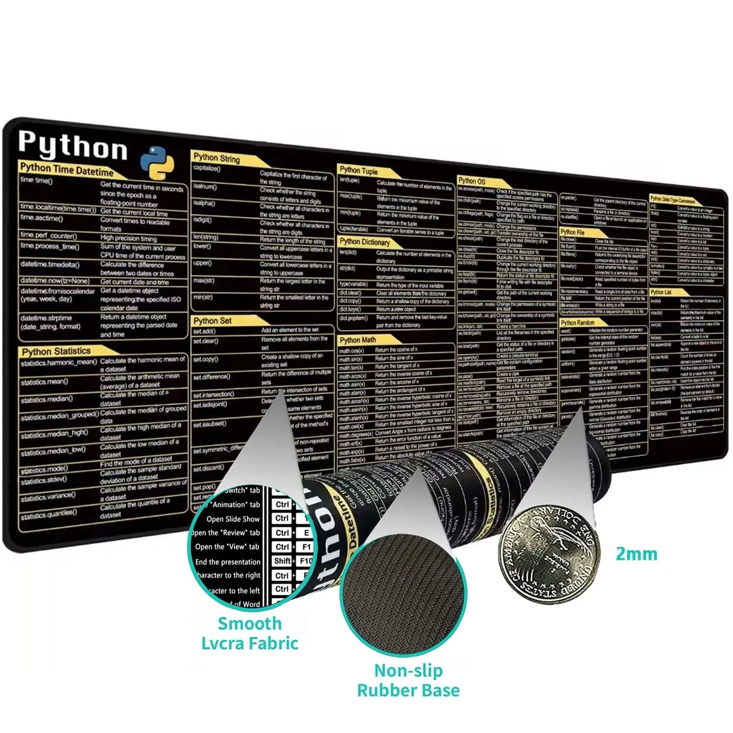 Spanish Python Programing Mouse Pad Desk Mat Office Software Excel Shortcuts Mousepad Personalized Extended by Office Users