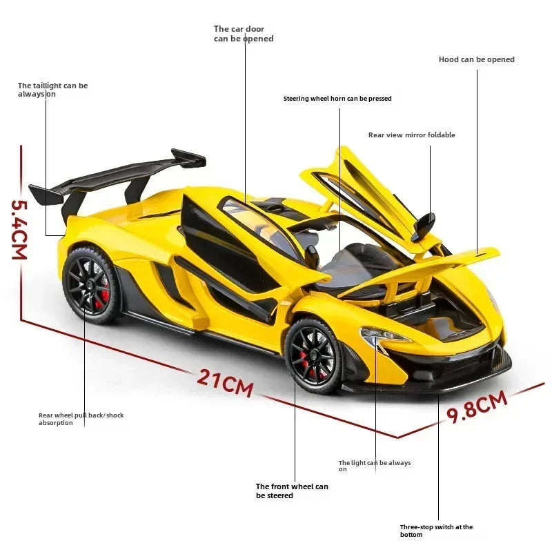 1:24 Scale P1 Supercar Alloy Car Diecast Metal With Sound & Light Model Collect Hobby Model Ornaments Gift For Boys