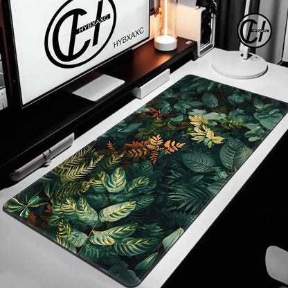 Forest Gaming Mouse Pad Vintage Floral Green Leaves Aesthetic Large Gaming Mousepad Gamer Desk Mat Nature Inspired Desk Mat
