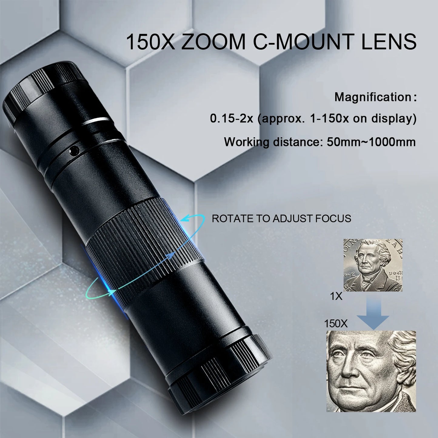 4K 48MP Electronics Digital Microscope Full HD 1080P HDMI USB Video Camera 150X Zoom Lens For Welding PCB Soldering Repair Phone