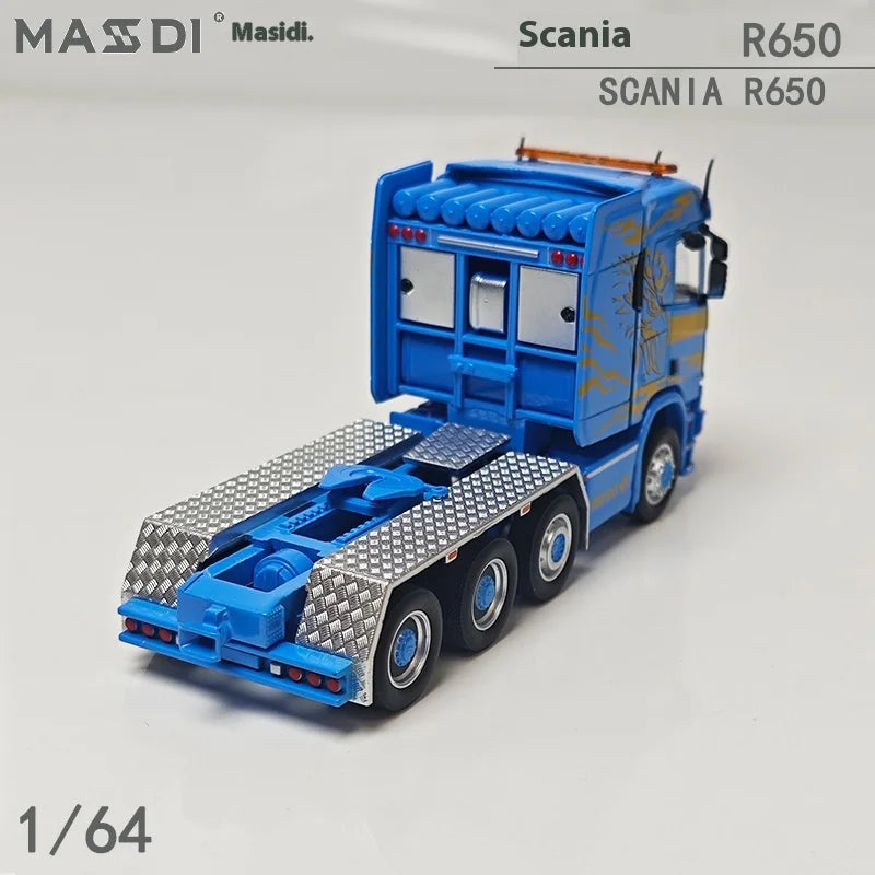 New In Stock Mesdi 1:64 Scania R650 Civilian Trailer Transport Vehicle Alloy Small Model Miniature Diecast Scania Custom Toy Gif