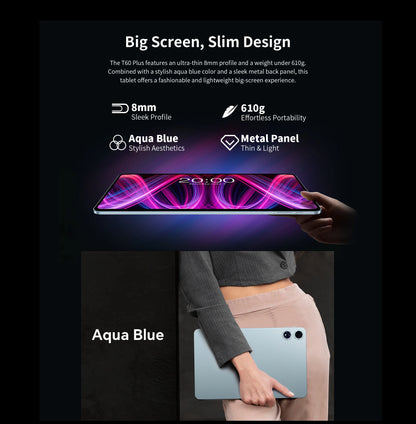 【World Premiere】Teclast T60 Plus 12" 90Hz 2K Display Android 14 L1 MTK Helio G88 6GB/128GB 8000mAh Battery 4G LTE Global Version