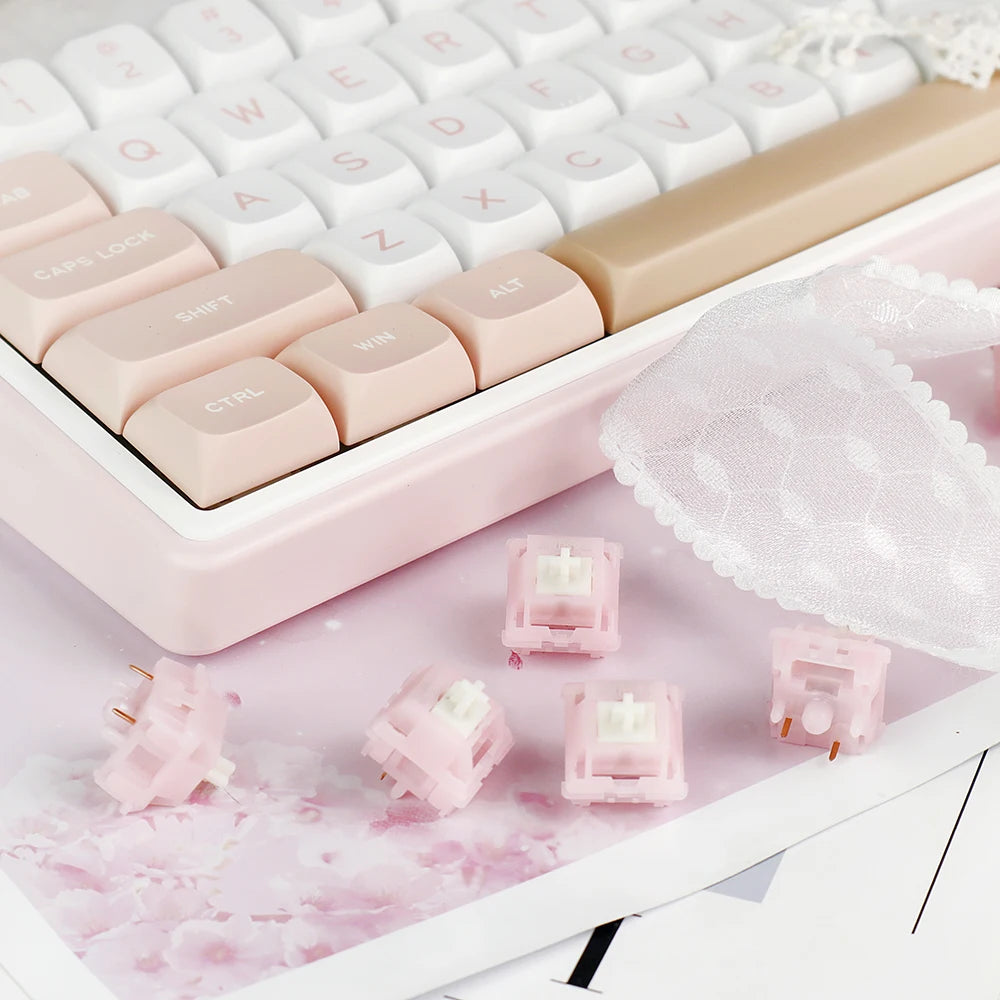 MMD Princess Silent Pink Switch 5 Pin Linear 32g Switches 21mm Spring Lubricated LY PC Mechanical Keyboard Switch Type Fast Mute