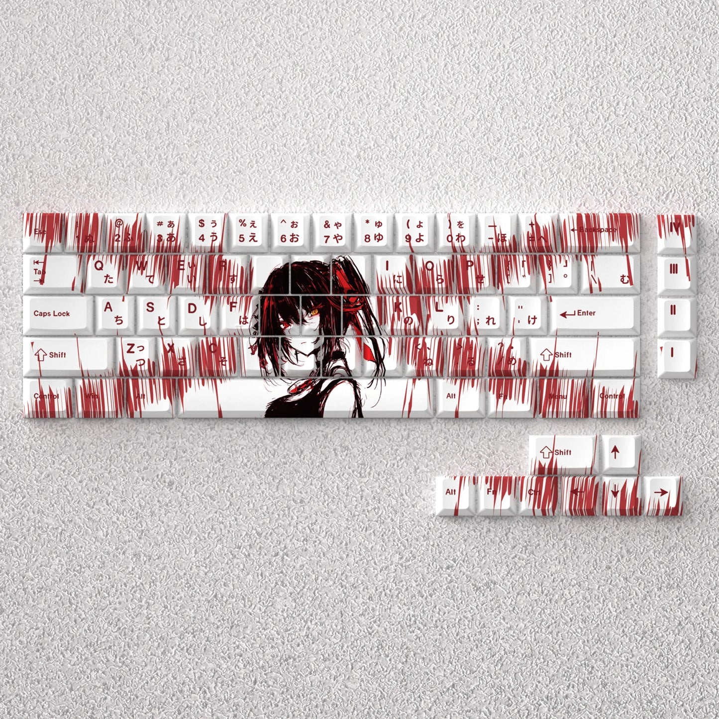 73 Key Tokisaki Kurumi Keycaps PBT Keycaps Dye Sub Cherry Anime Key Japanese for 61 65 68 Mechanical Keyboard GK61 Anne Pro 2