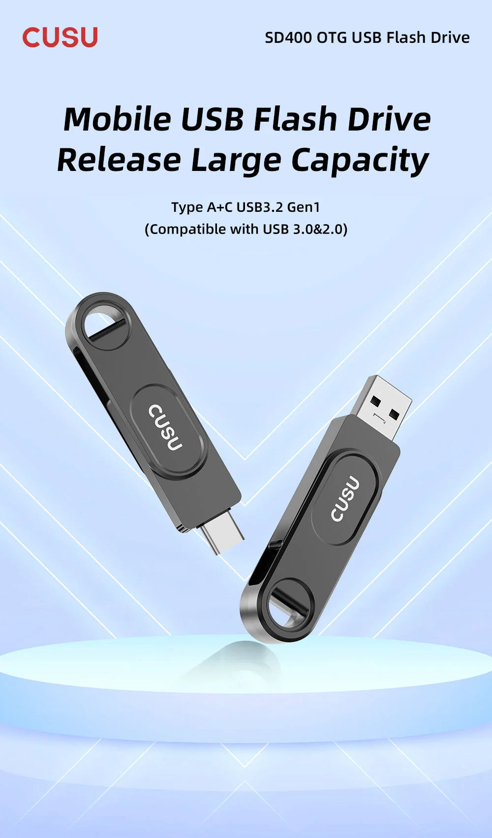 CUSU USB 3.2 Solid State Pen Drive 128GB 256GB 512GB 520MB/s Type C USB Flash Drive Free Shipping Item for Laptop Phone