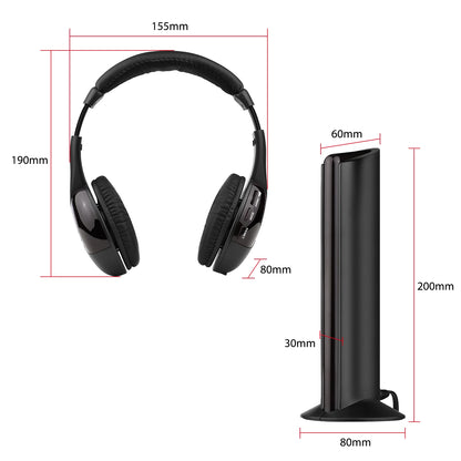 Wireless Headphone Emitter & Receiver Set FM Radio Computer TV Monitor Cordless Headphone Wired Headset with Microphone for TV L