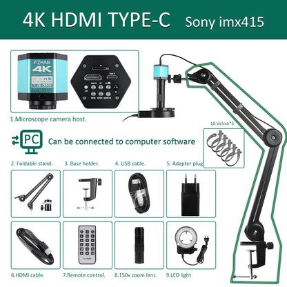IMX415 4K 300x Digital Microscope For Soldering Recording 48MP Industrial Electronics Microscope phone Repair Jewelry Repair